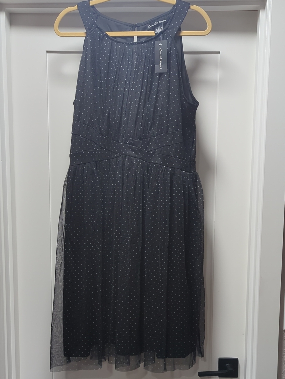 Candalite Black and White Polka Dot Sleeveless Midi Dress